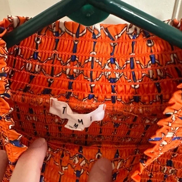 THML Orange Patterned Smocked Blouse - Picture 2 of 3